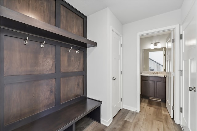 mudroom featuring light hardwood / wood-style floors