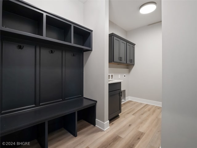 mudroom featuring light hardwood / wood-style flooring