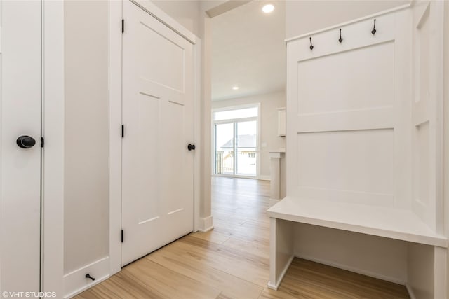 mudroom featuring light hardwood / wood-style floors