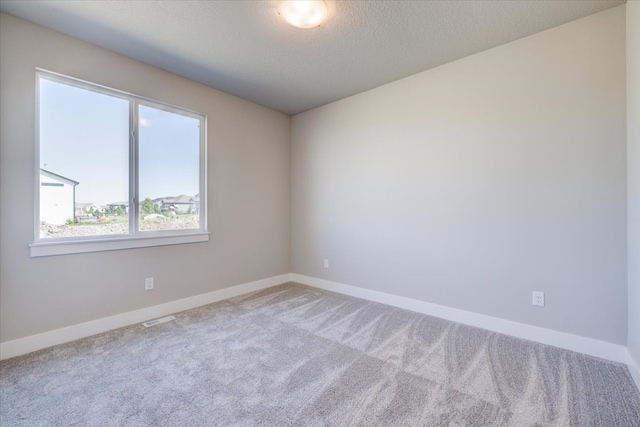 empty room with carpet and a textured ceiling