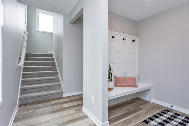 2720 Fleur Dr Unit 14, Des Moines, IA 50321 - mudroom featuring light wood-style flooring and baseboards