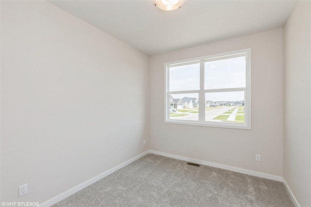 spare room featuring light carpet