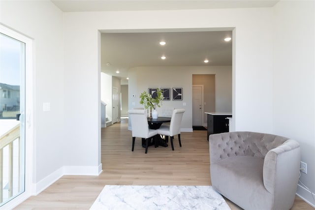 dining room with light hardwood / wood-style flooring