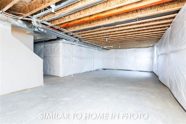 view of unfinished basement