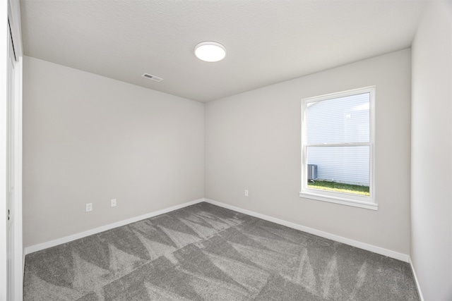 unfurnished room featuring a textured ceiling, carpet flooring, and plenty of natural light