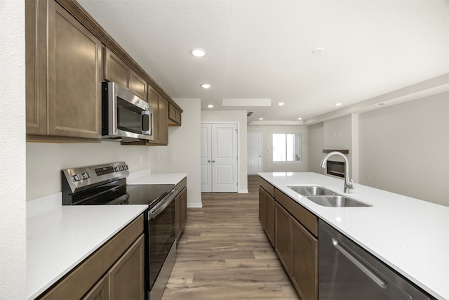 kitchen featuring light hardwood / wood-style floors, stainless steel appliances, and sink