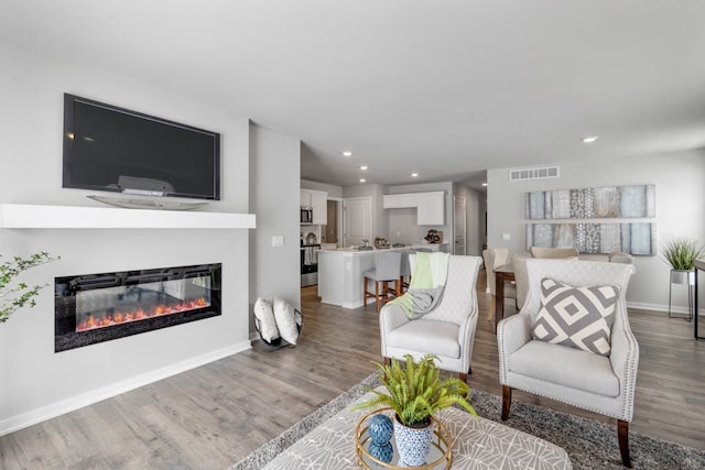 living room featuring wood-type flooring