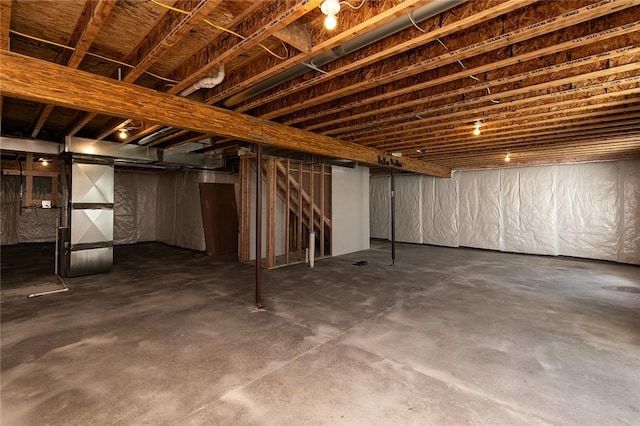 basement with heating unit