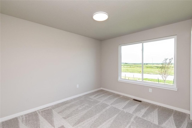 unfurnished room featuring light carpet