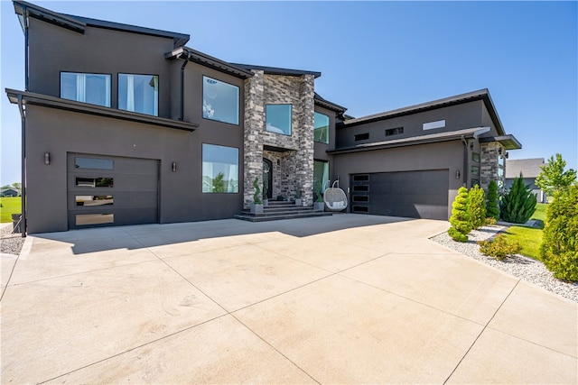 contemporary home with a garage