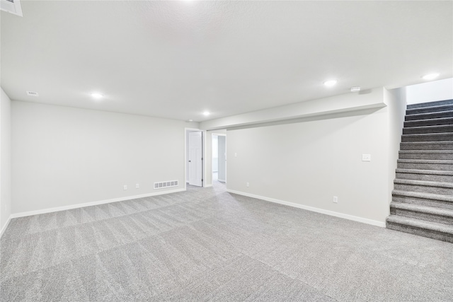 basement with carpet floors