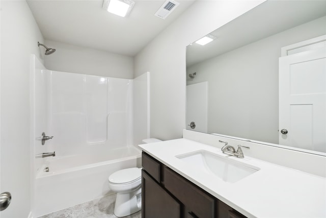 full bathroom with vanity, toilet, and shower / bath combination