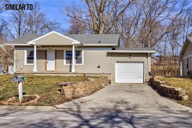 view of front of house featuring a porch and a garage