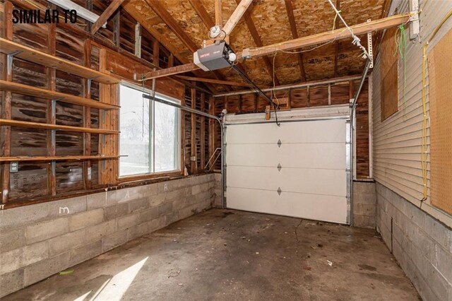 garage with a garage door opener