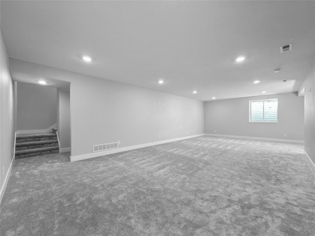 basement with carpet