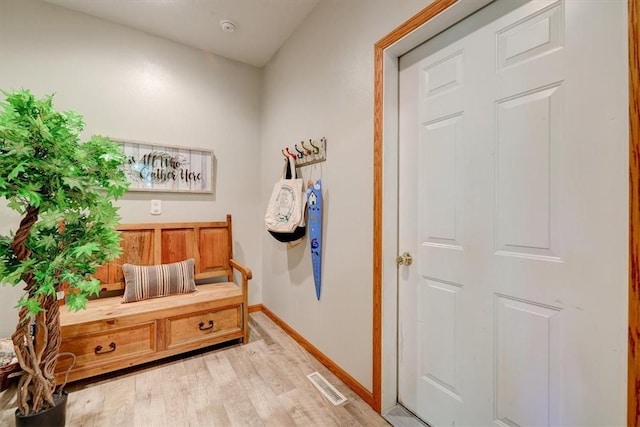 mudroom featuring light wood-type flooring