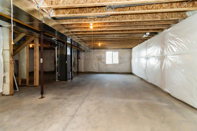 basement with heating unit