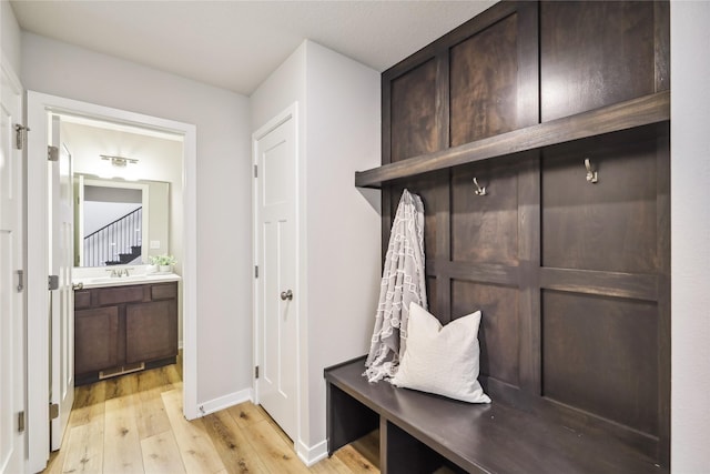 mudroom featuring light hardwood / wood-style floors