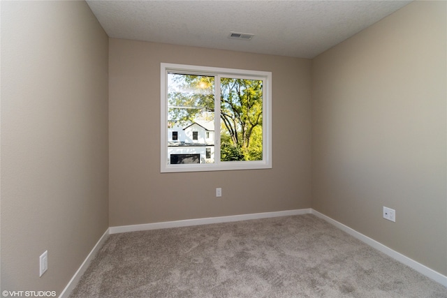 carpeted spare room featuring a textured ceiling