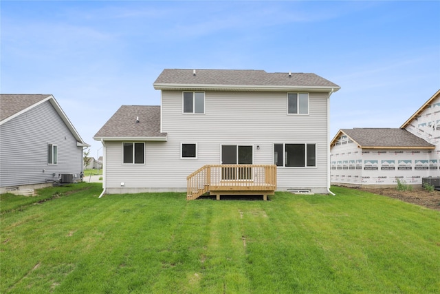 1355 Locust St, Waukee, IA 50263 - rear view of property with a yard, a deck, and a shingled roof