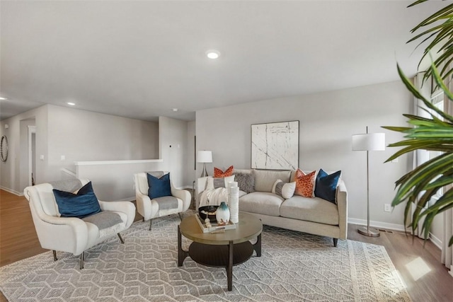 living room featuring light hardwood / wood-style flooring