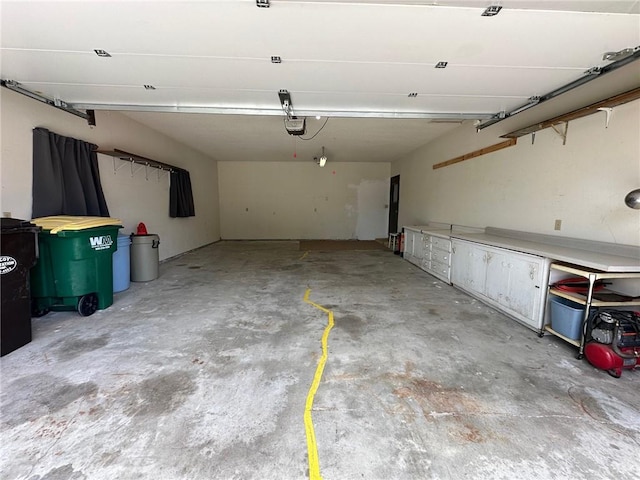 garage with a garage door opener