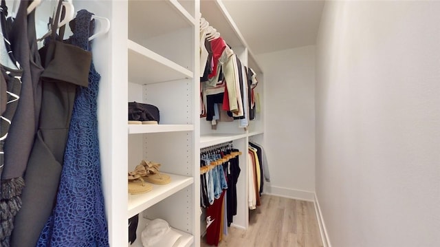 spacious closet featuring light wood-style flooring