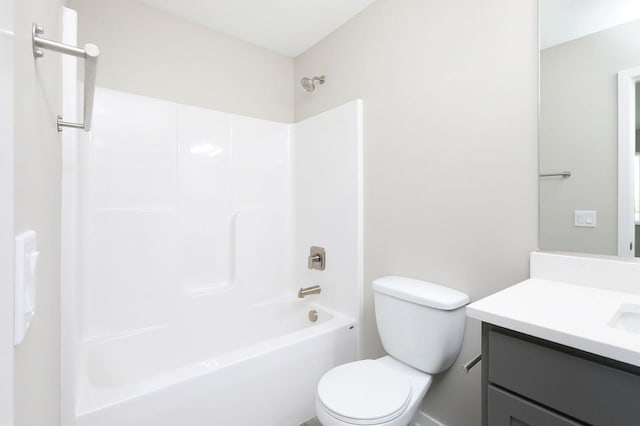 full bathroom featuring toilet, shower / tub combination, and vanity