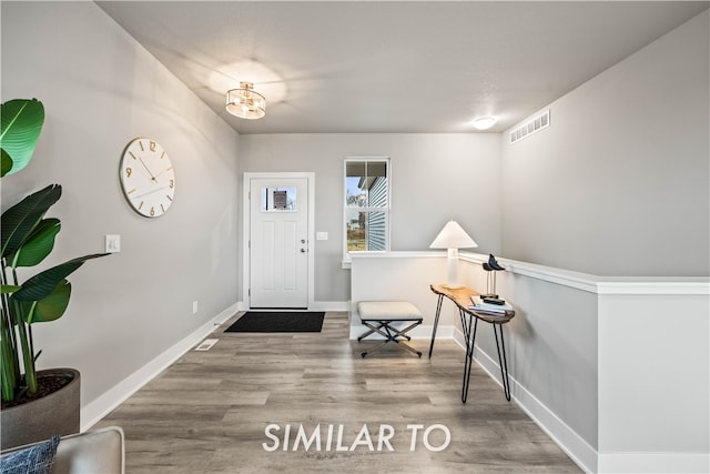 foyer entrance featuring wood-type flooring