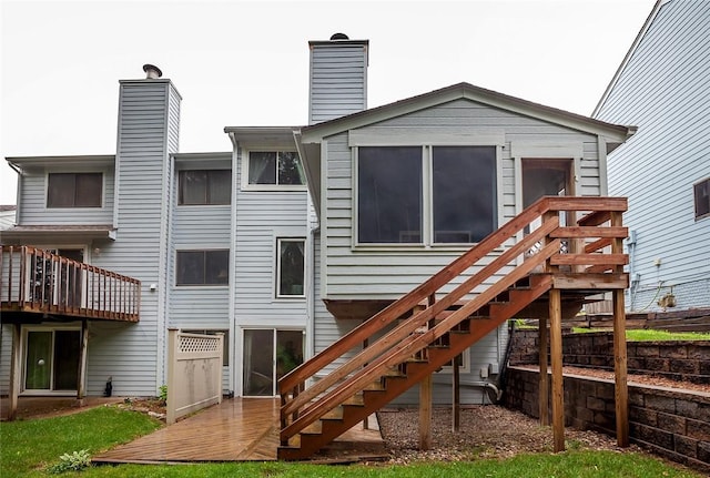 rear view of house with a deck