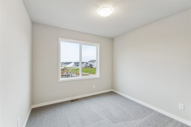 spare room with carpet and a textured ceiling