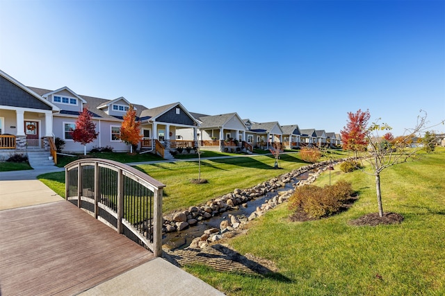 exterior space with a yard