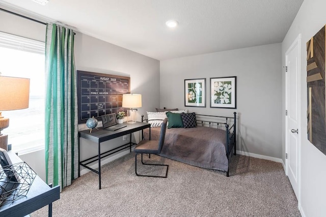 bedroom with carpet flooring and multiple windows