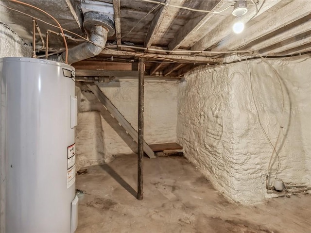 basement with water heater