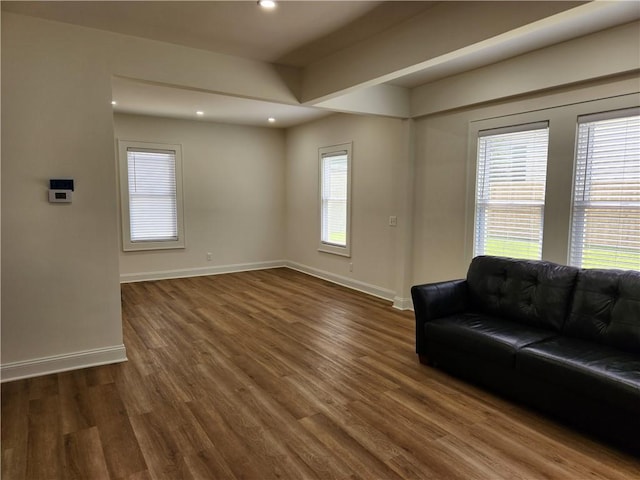 living room featuring dark hardwood / wood-style floors