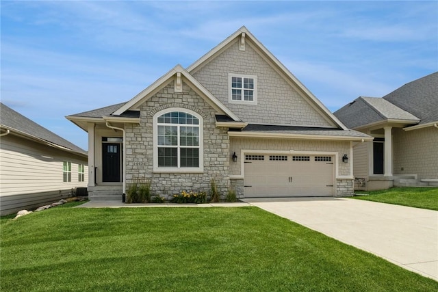 craftsman-style house with a front lawn