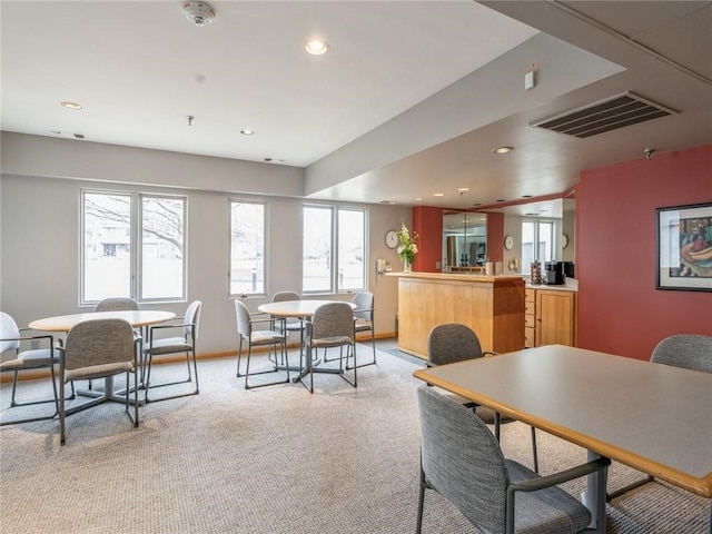 view of carpeted dining room