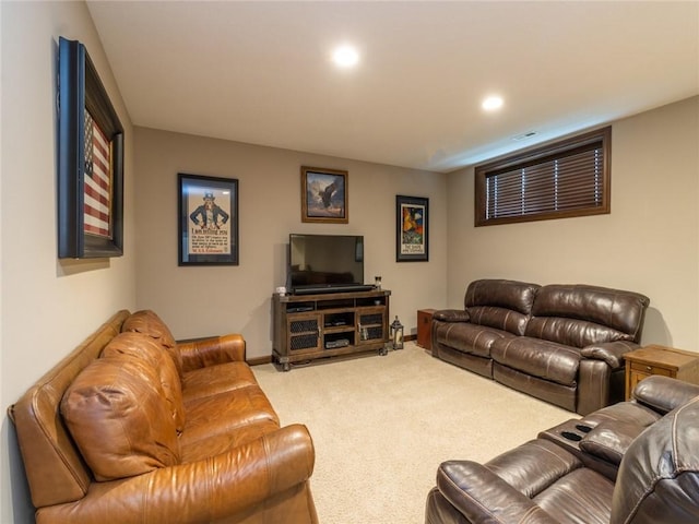 living room with carpet floors