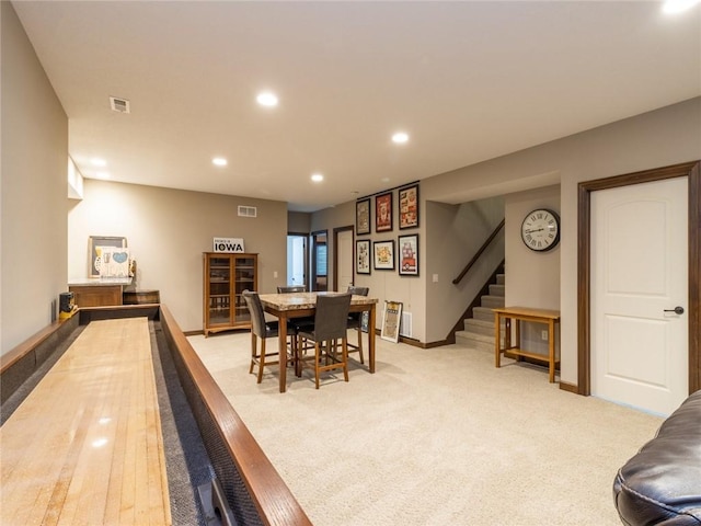 playroom with light carpet