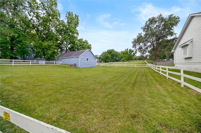 view of yard featuring a fenced backyard and a rural view