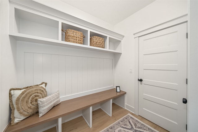 mudroom featuring light hardwood / wood-style flooring