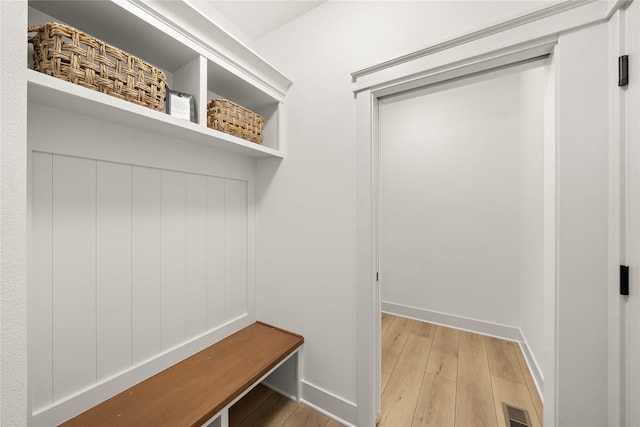 mudroom featuring light wood-type flooring