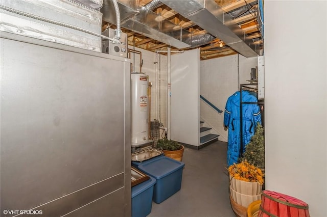 basement with water heater