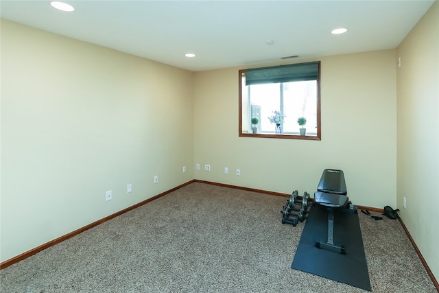 exercise area with carpet flooring