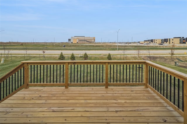 wooden terrace with a rural view