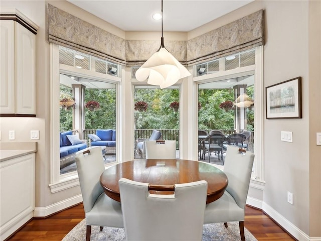 dining space featuring dark hardwood / wood-style flooring