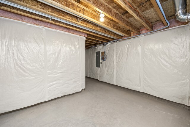 basement with electric panel