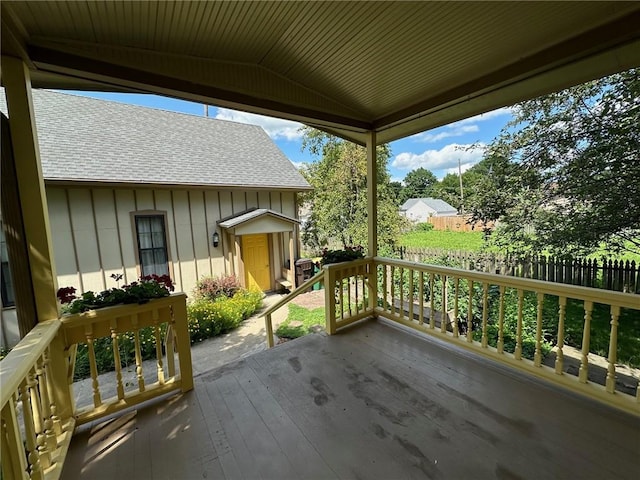 wooden terrace with covered porch