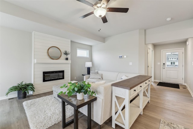 2925 3rd Ave SW, Altoona, IA 50009 - living area featuring healthy amount of natural light, a ceiling fan, and wood finished floors
