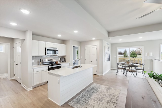 2925 3rd Ave SW, Altoona, IA 50009 - kitchen with stainless steel appliances, a sink, tasteful backsplash, white cabinetry, and recessed lighting